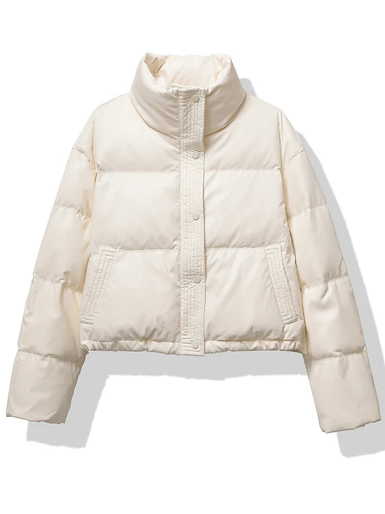 Women Thickened Mock Neck Cotton-padded Jacket