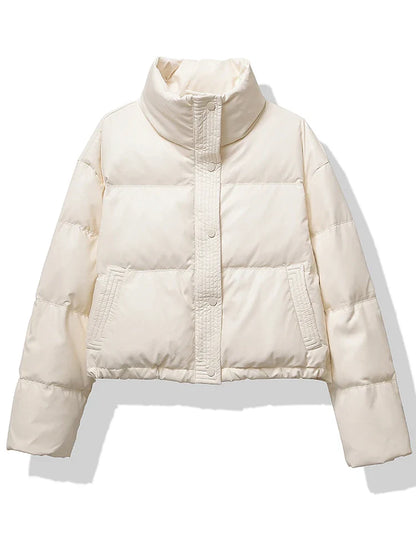 Women Thickened Mock Neck Cotton-padded Jacket