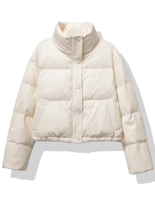 Women Thickened Mock Neck Cotton-padded Jacket