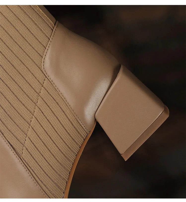 2024 Autumn Winter Knitted Short Boots Women