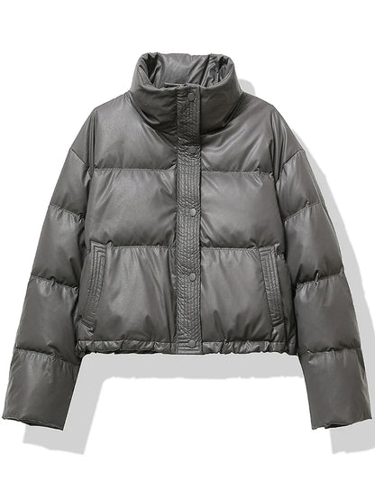 Women Thickened Mock Neck Cotton-padded Jacket