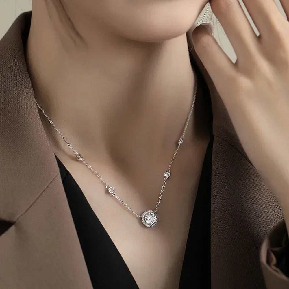 Ivictress Moissanite Necklace: Sparkling Elegance in Sterling Silver