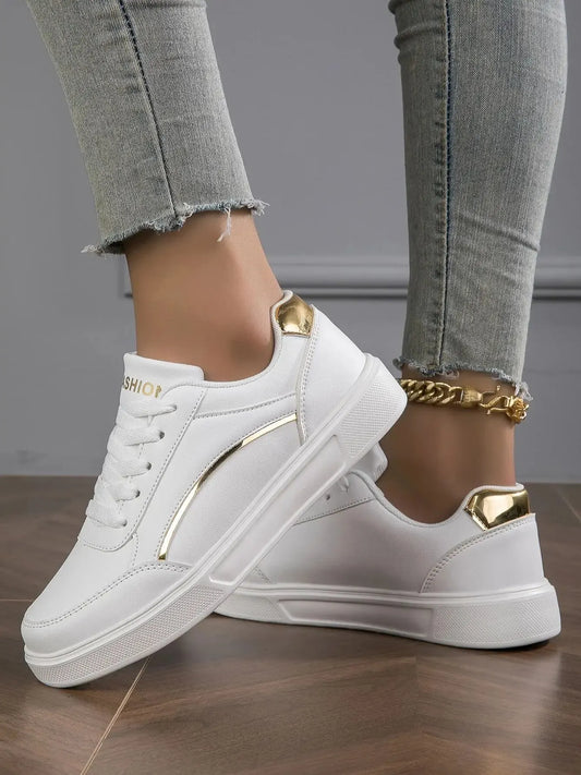 Women's Faux Leather Platform Sneakers - Comfort & Style