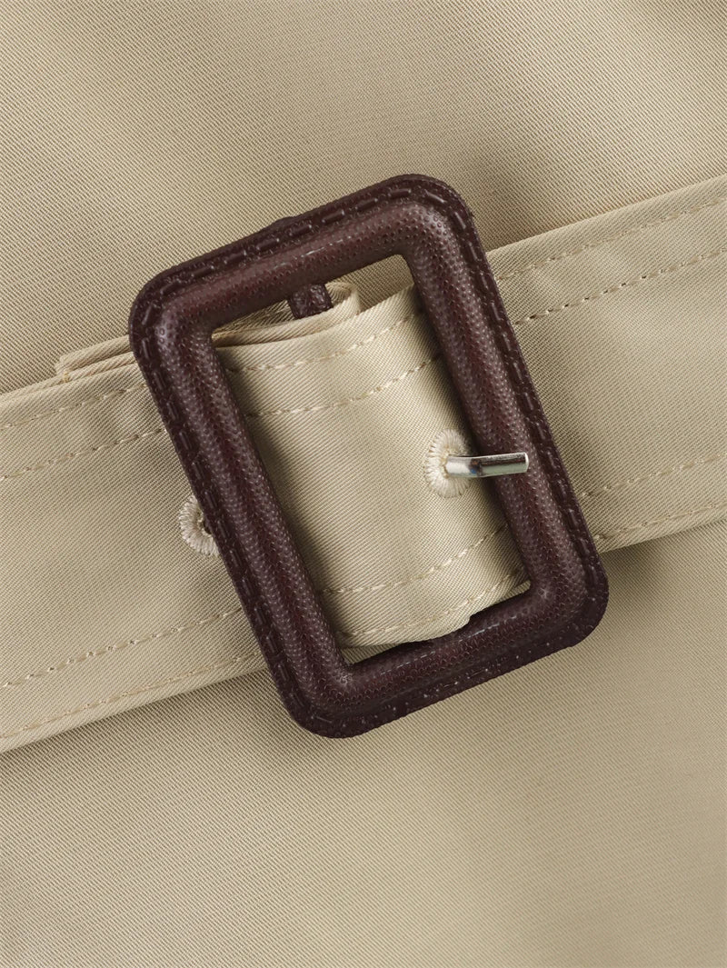 Elite Women's Cropped Trench Coat with Belt - Spring Fashion 2025