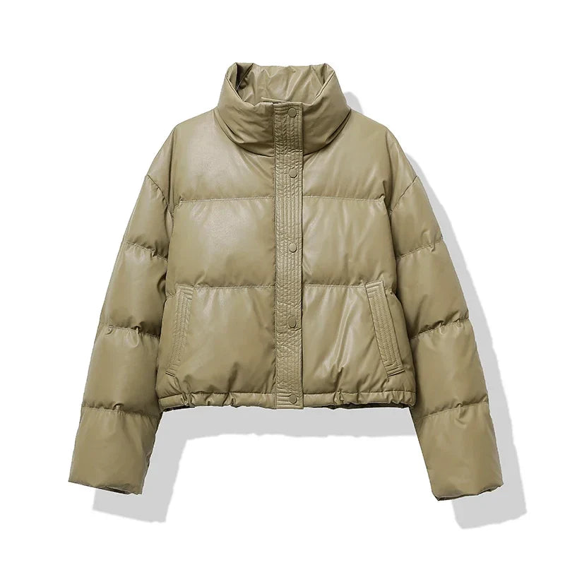 Women Thickened Mock Neck Cotton-padded Jacket