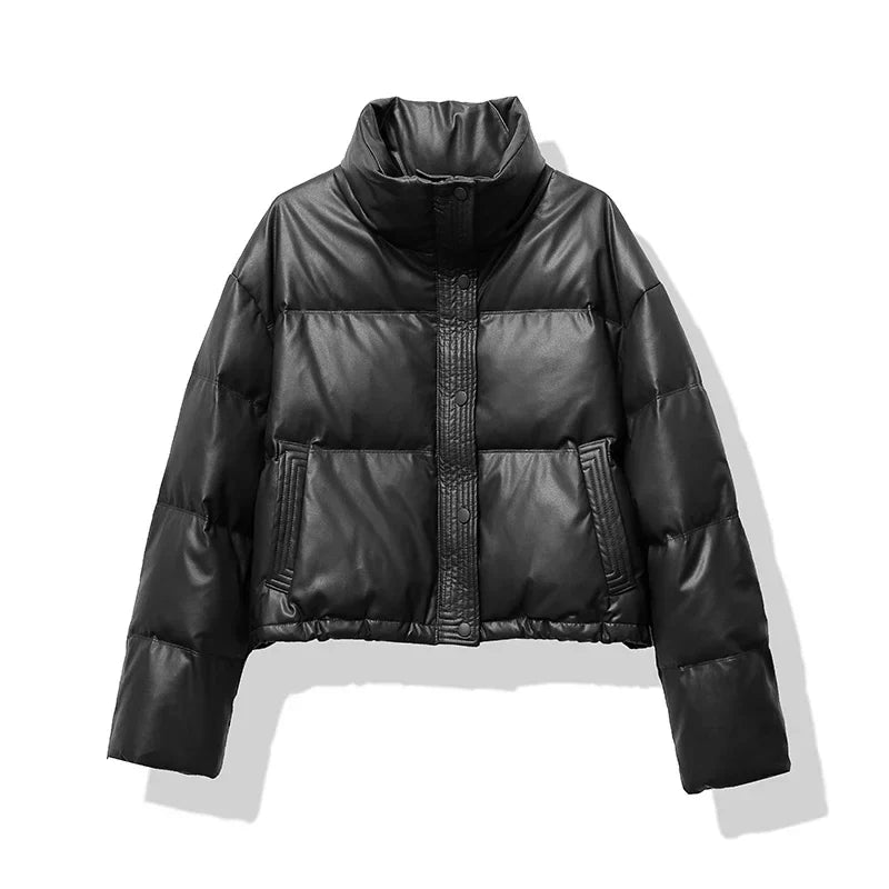Women Thickened Mock Neck Cotton-padded Jacket