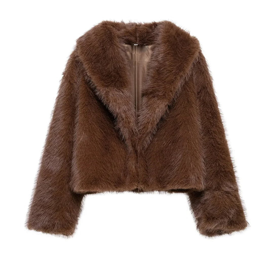 Elegant Faux Fur Short Coat - Warmth & Style for Women