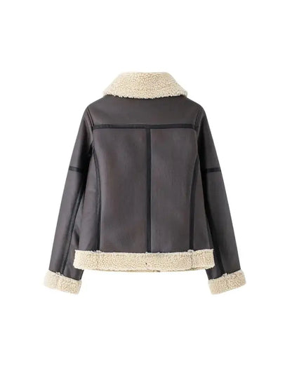 Women's Thick Warm Suede Jacket with Belt