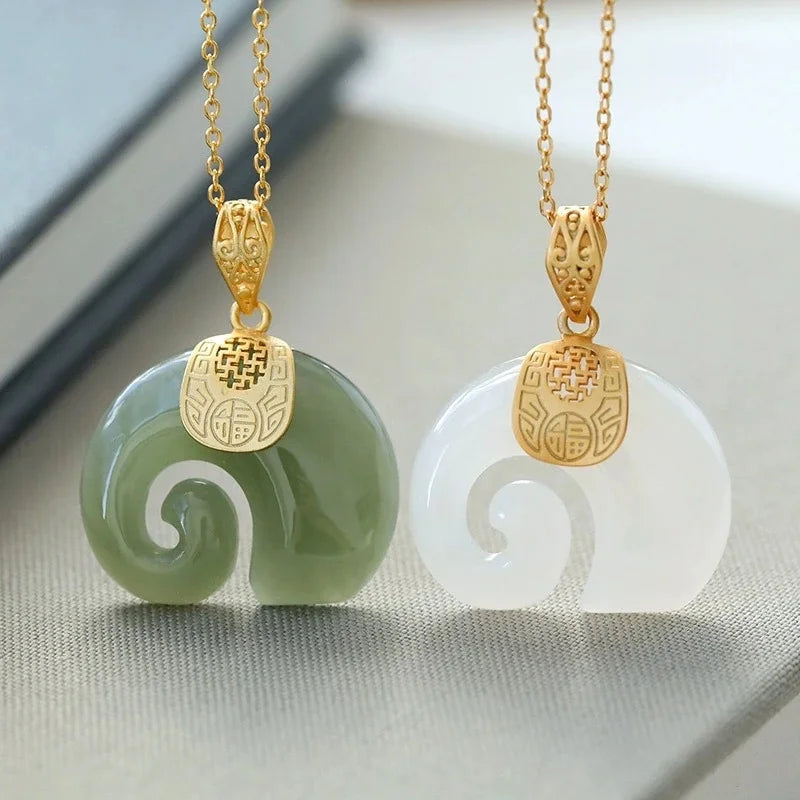 Elegant Hetian Jade Elephant Pendant Necklace for Women