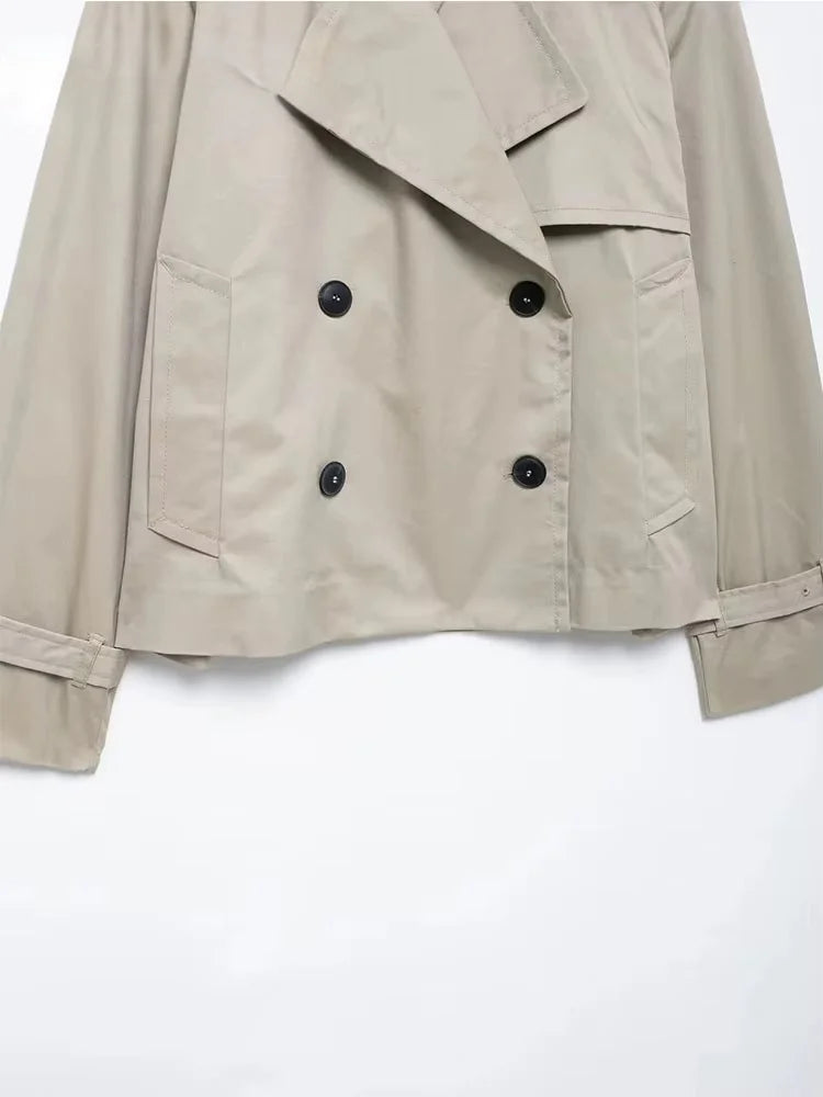 Autumn Double-Breasted Cropped Jacket for Women