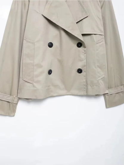 Autumn Double-Breasted Cropped Jacket for Women