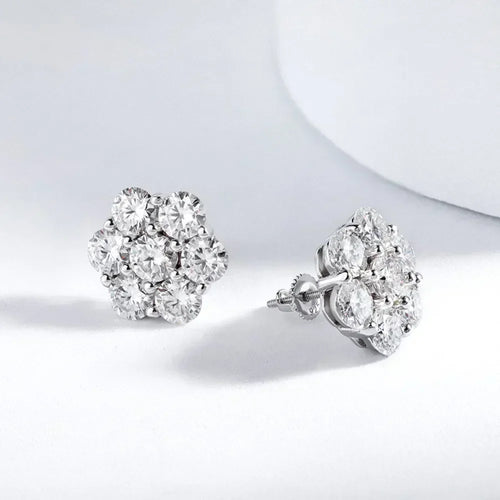 Exquisite Moissanite Flower Stud Earrings - Luxury Shine