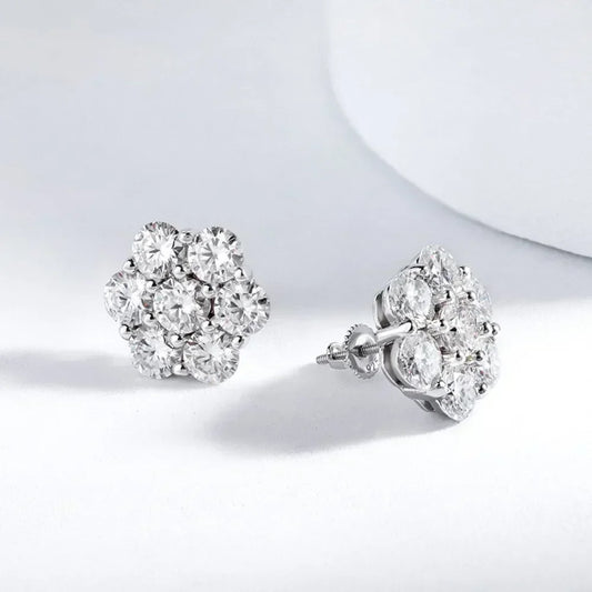 Exquisite Moissanite Flower Stud Earrings - Luxury Shine