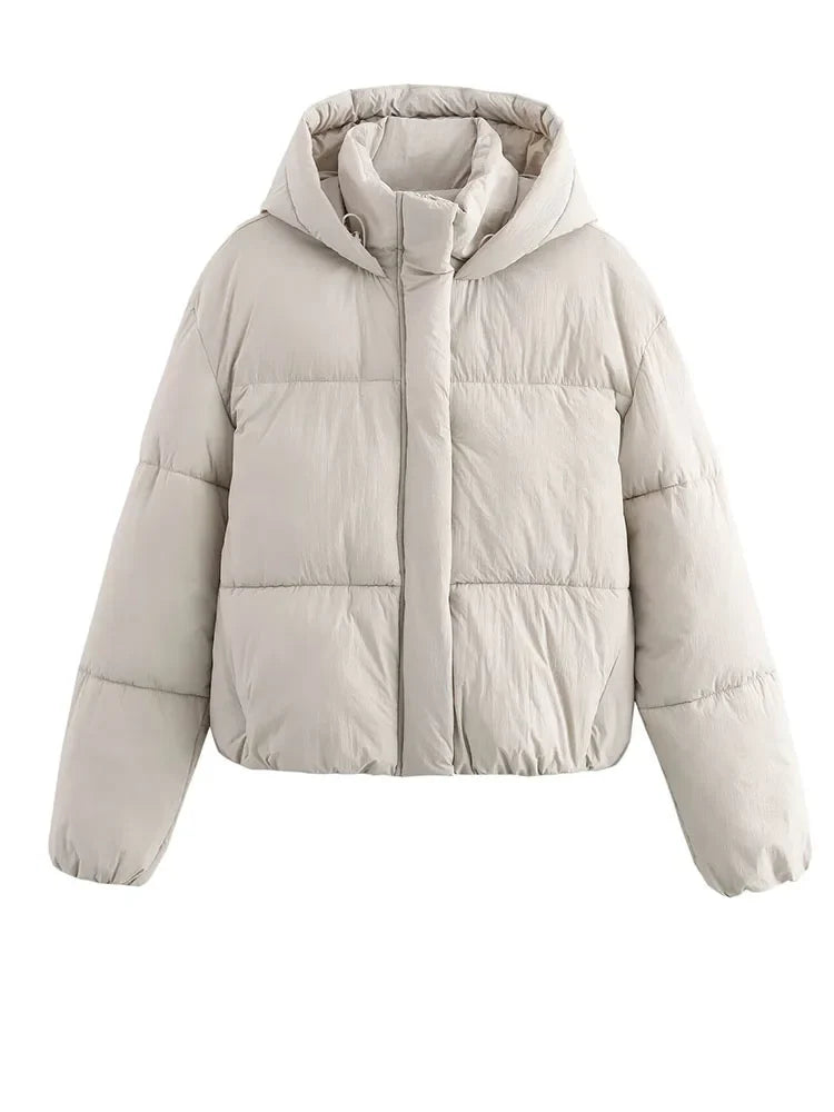 Elegant Women's Hooded Cotton Jacket - Warm & Stylish