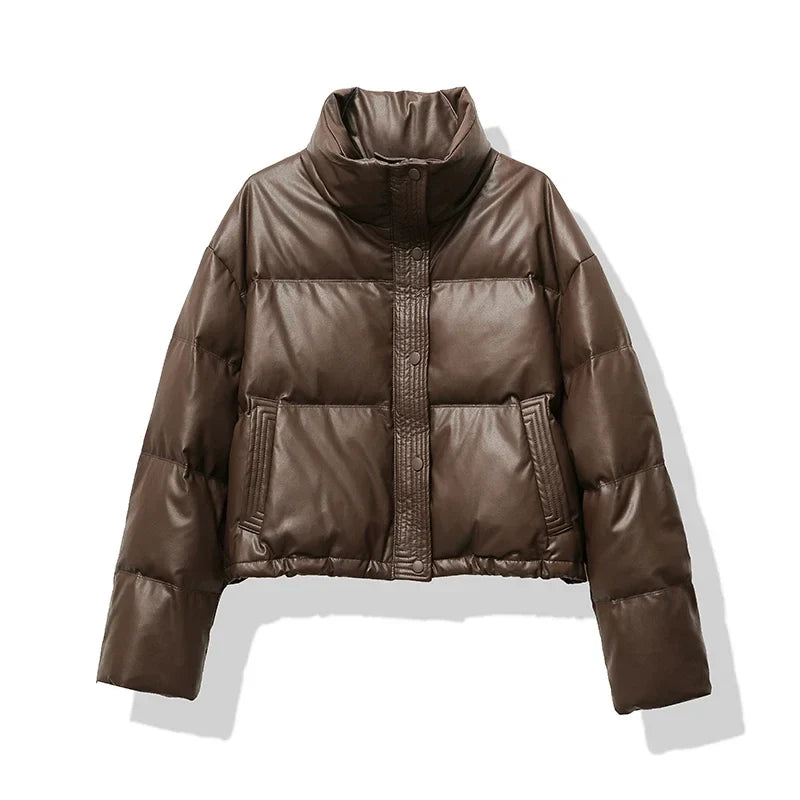 Women Thickened Mock Neck Cotton-padded Jacket