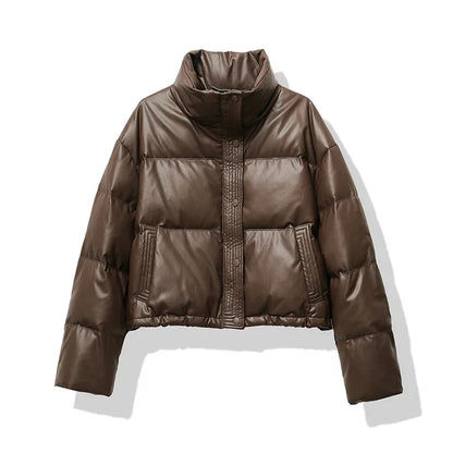 Women Thickened Mock Neck Cotton-padded Jacket