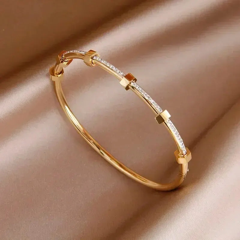Elegant Cubic Zirconia Bangles for Women in Gold and Silver