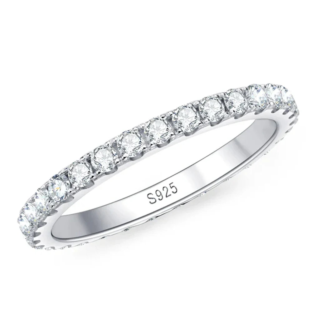 Exquisite Moissanite Eternity Band - 18k White Gold Luxury
