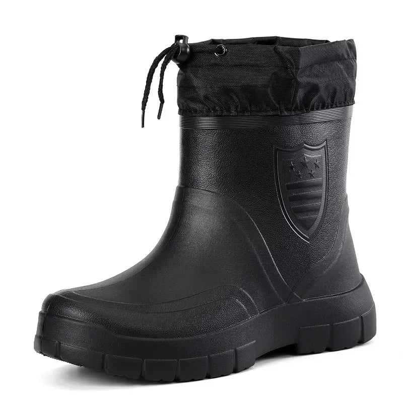 Winter Windproof Cotton Rain Boots Fashion Black