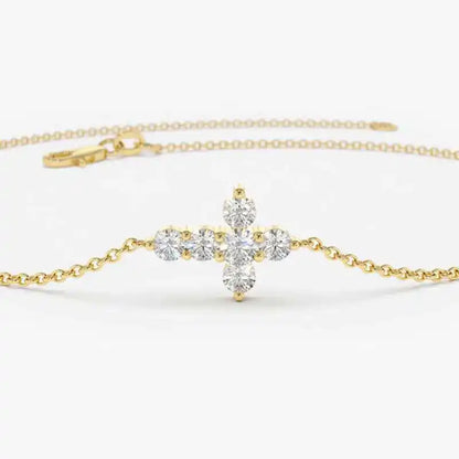 Exquisite 925 Sterling Silver Moissanite Cross Bracelet