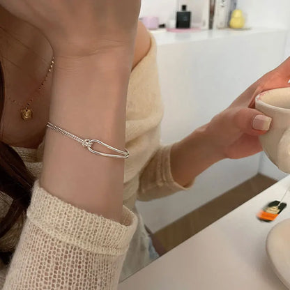 Silver Geometric Square Bead Bracelet for Women