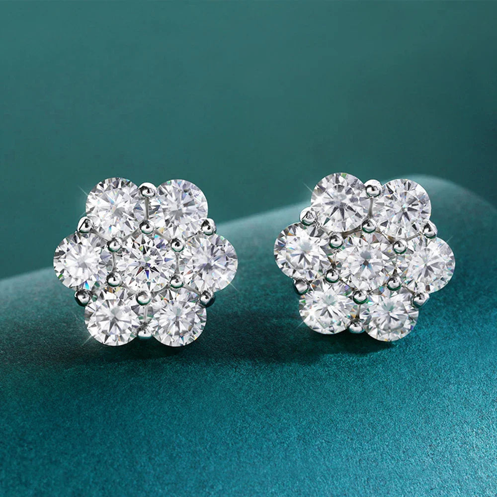 Exquisite Moissanite Flower Stud Earrings - Luxury Shine