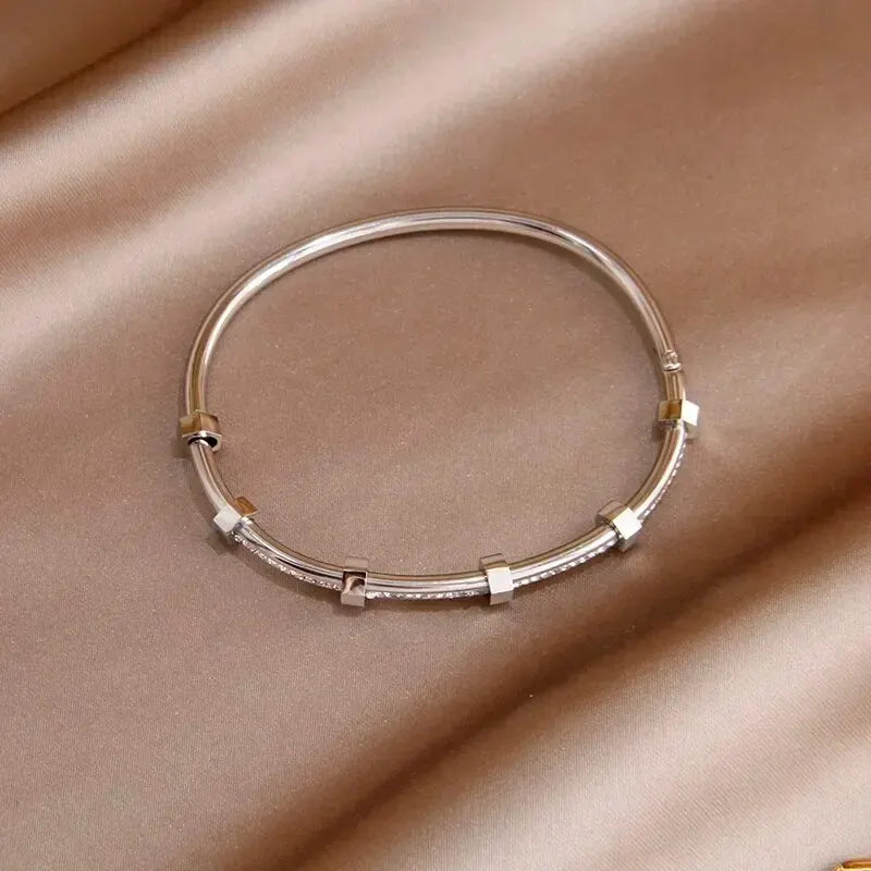 Elegant Cubic Zirconia Bangles for Women in Gold and Silver