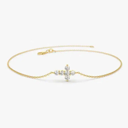 Exquisite 925 Sterling Silver Moissanite Cross Bracelet