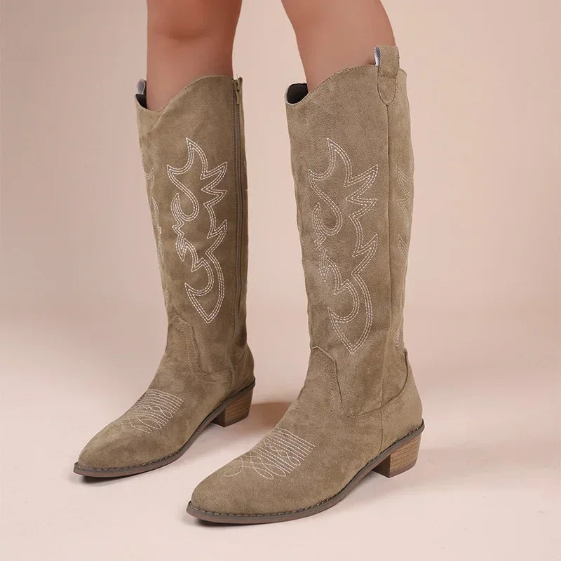 Elegant Embroidered Western Cowboy Boots for Women
