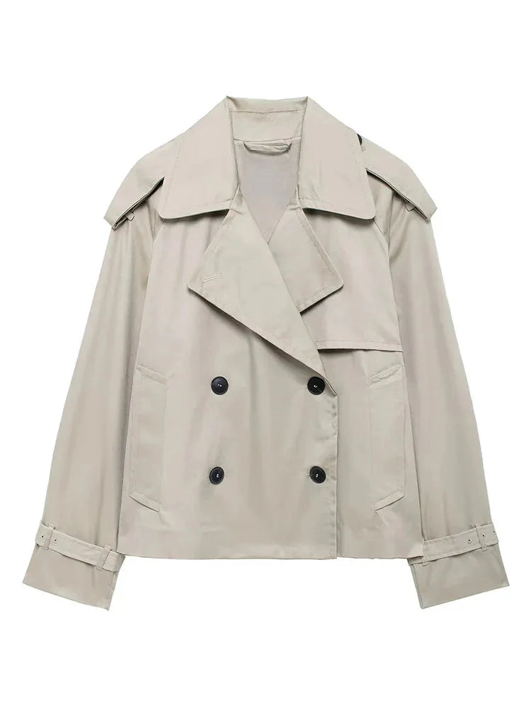 Autumn Double-Breasted Cropped Jacket for Women