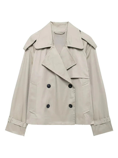 Autumn Double-Breasted Cropped Jacket for Women