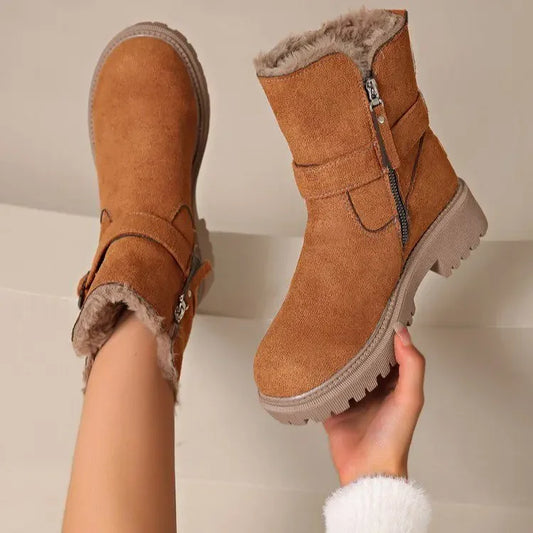 Warm Mid-Calf Snow Boots Trendy Winter Rubber Boots