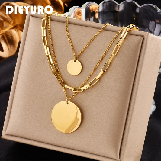 Glamorous 3in1 Gold Pendant Necklace for Women