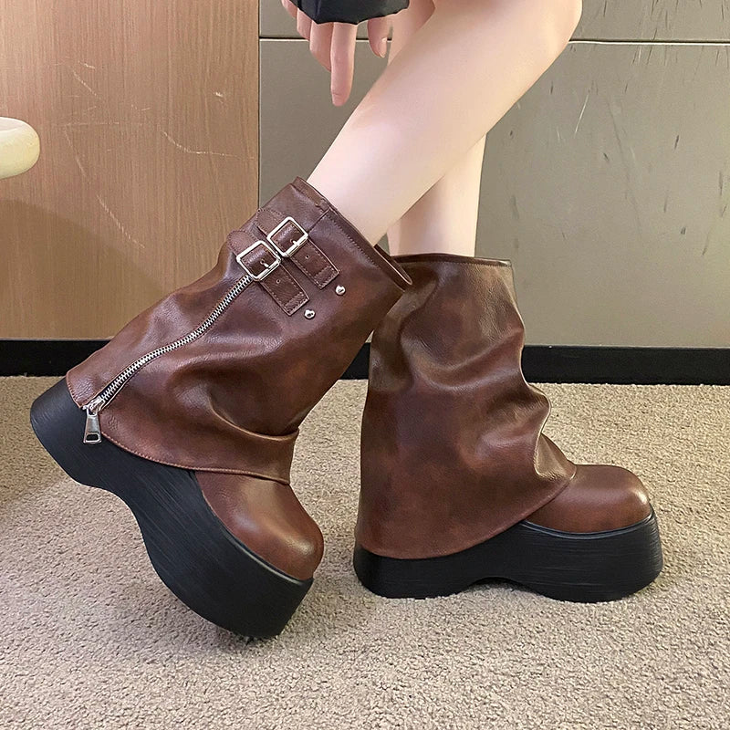 Elegant Wedge Platform Ankle Boots for Women