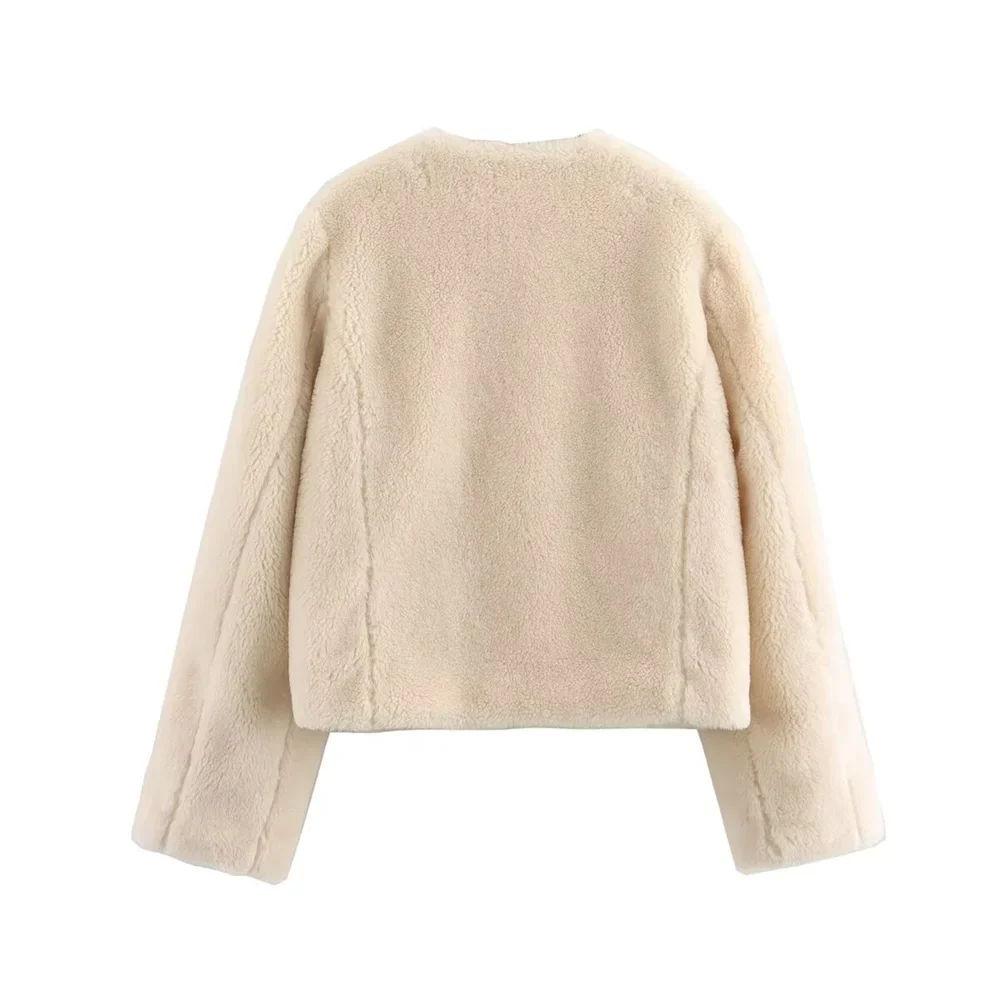 Chic Women's Cozy Long Sleeve Coat with Pockets