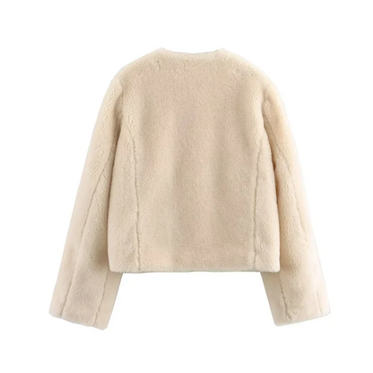 Chic Women's Cozy Long Sleeve Coat with Pockets