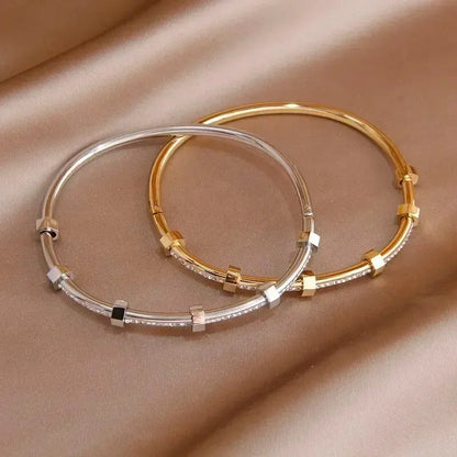Elegant Cubic Zirconia Bangles for Women in Gold and Silver