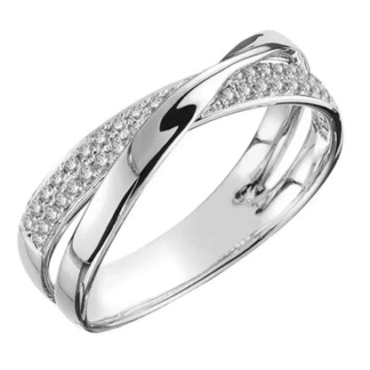 Elegant Two Tone X Shape Zircon Ring for Women