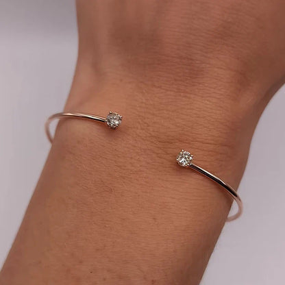 Ivictress 5mm Moissanite Sterling Silver Cuff Bracelet