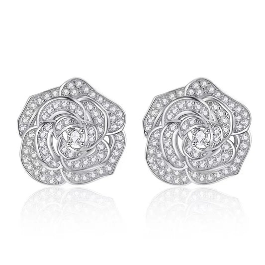 Exquisite Moissanite Flower Stud Earrings in 925 Sterling Silver