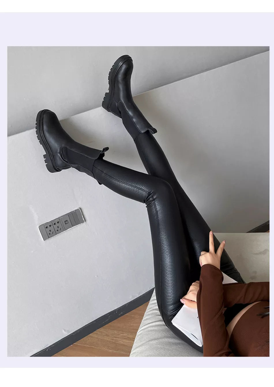 Women's Black Faux Leather Leggings