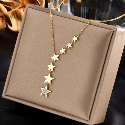 Radiant Starry Zircon Stainless Steel Choker Necklace