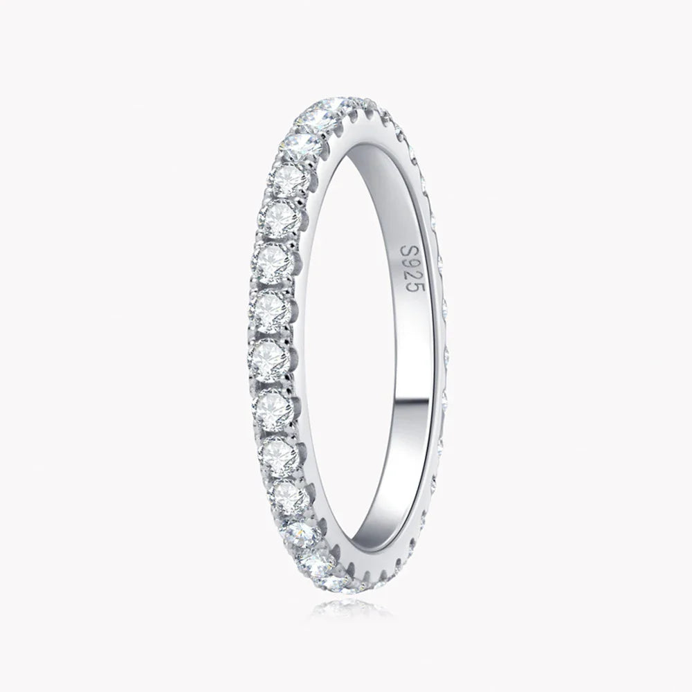 Exquisite Moissanite Eternity Band - 18k White Gold Luxury