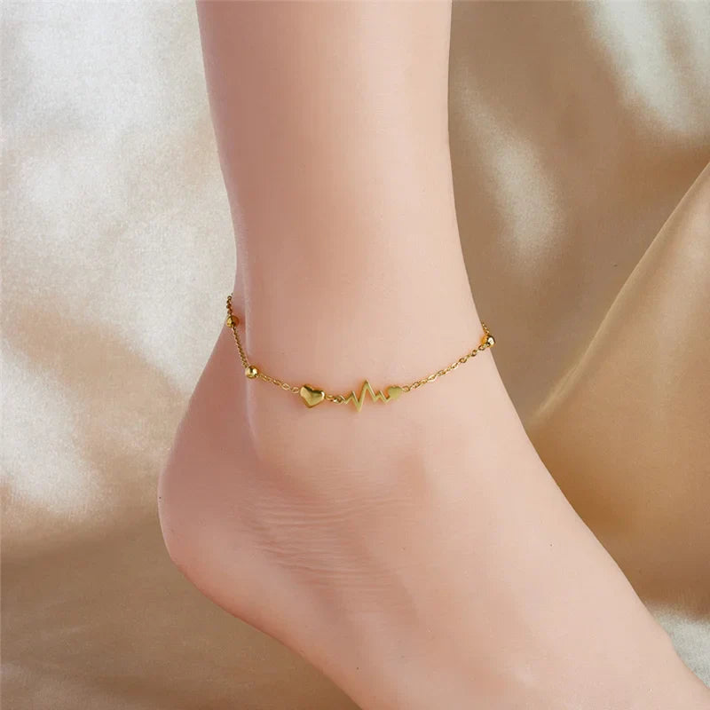 Stainless Steel Love Heart Anklet For Women Girl