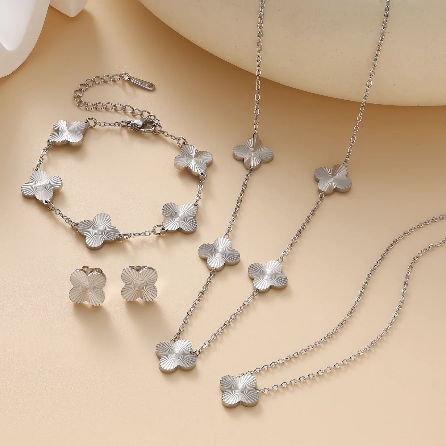 Chic Stainless Steel Clover Jewelry Set