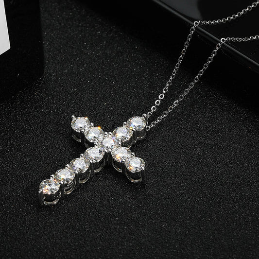Luminous Moissanite Cross Necklace - Affordable Luxury