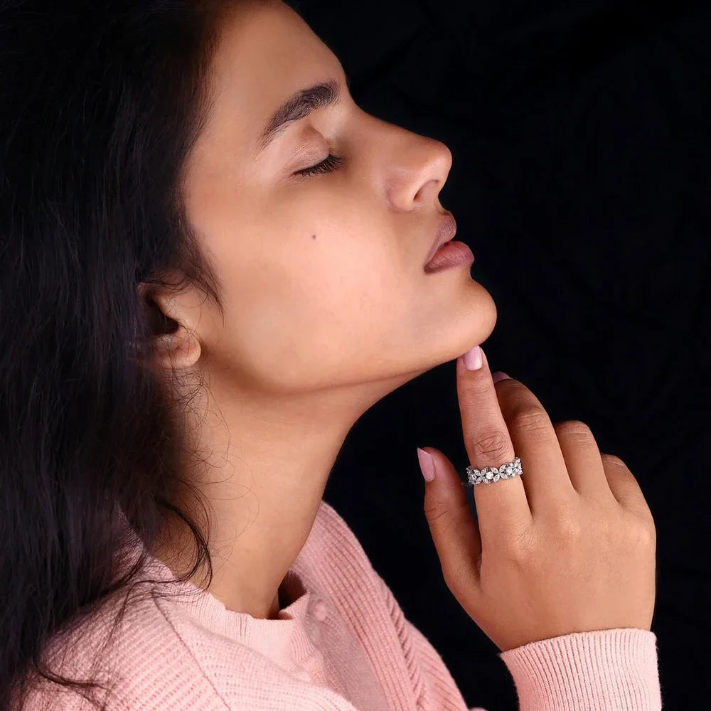 Radiant Moissanite Eternity Band in S925 Silver