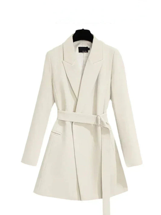 Elegant Slim Fit Women's Blazer with Belt - Spring/Autumn Fashion