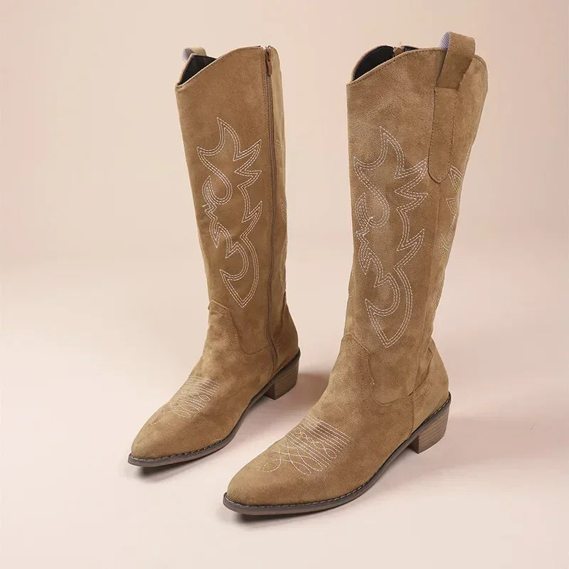 Elegant Embroidered Western Cowboy Boots for Women