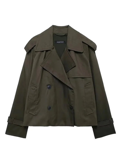 Autumn Double-Breasted Cropped Jacket for Women